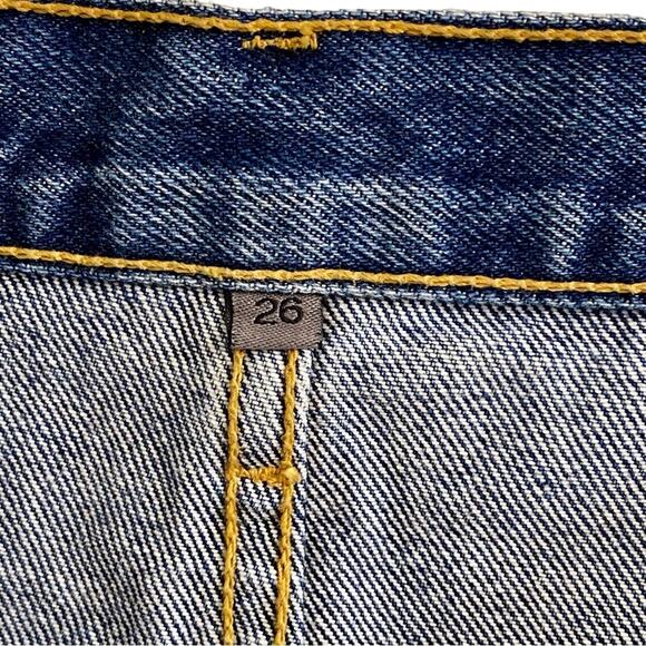 CARMAR Los Angeles Sz 26 Waist Small Denim Striped Beatrice Zip Front Mini Skirt - Picture 3 of 16